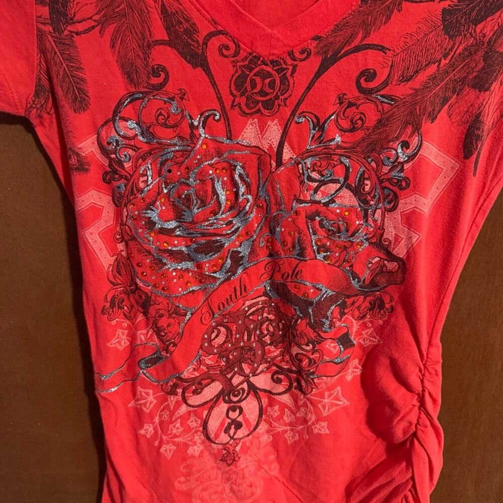 Y2K Southpole Red Graphic Baby Tee McBling Size Medium - Picture 6 of 6